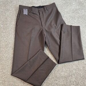 Kenneth Cole Reaction Brown Wool Mens 34x32  Dress Pants